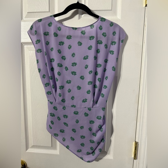 WAYF Purple Asymmetrical Wrap Blouse Cap Sleeve (XS) - Picture 13 of 16